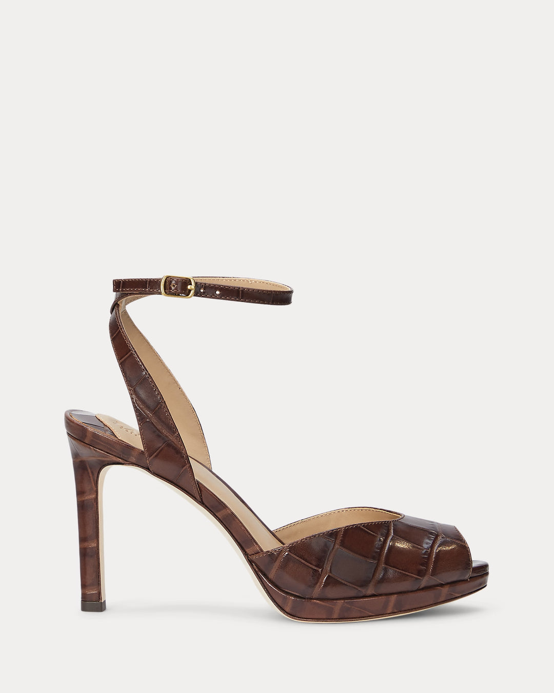 Ralph Lauren Kyla Crocodile-Embossed Leather Sandal