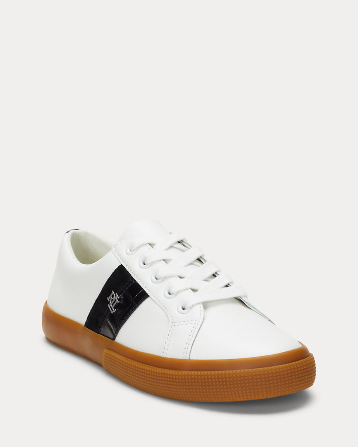 Ralph Lauren Janson II Suede-Trim Leather Sneaker