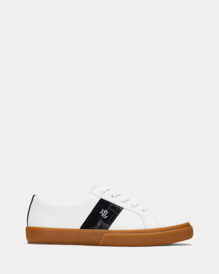 Ralph Lauren Janson II Suede-Trim Leather Sneaker