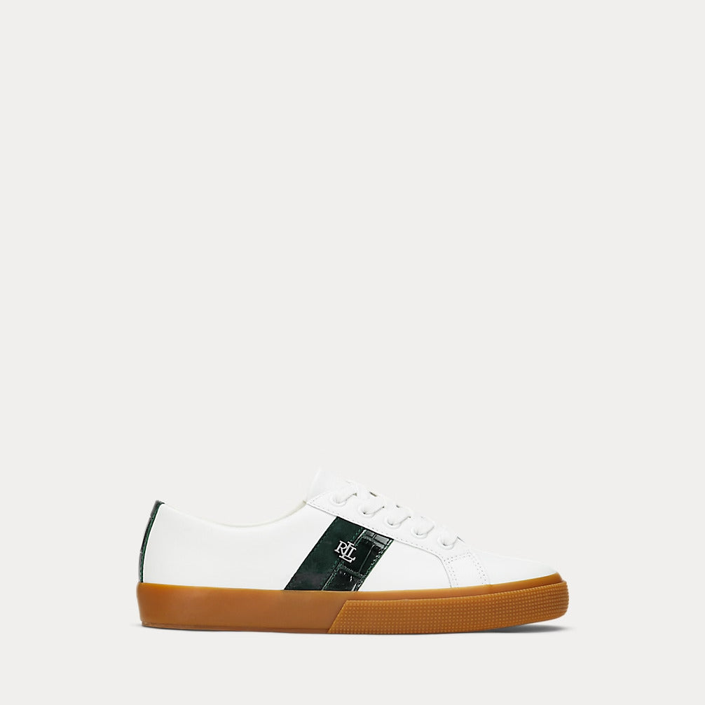 Ralph Lauren Janson II Suede-Trim Leather Sneaker