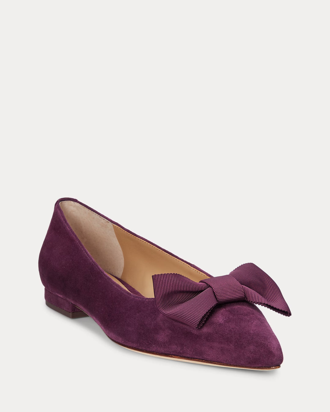 Ralph Lauren Londyn Bow-Trim Suede Ballet Flat