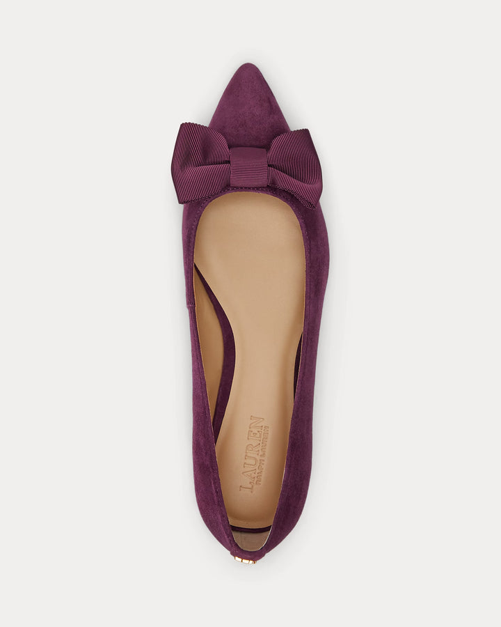 Ralph Lauren Londyn Bow-Trim Suede Ballet Flat