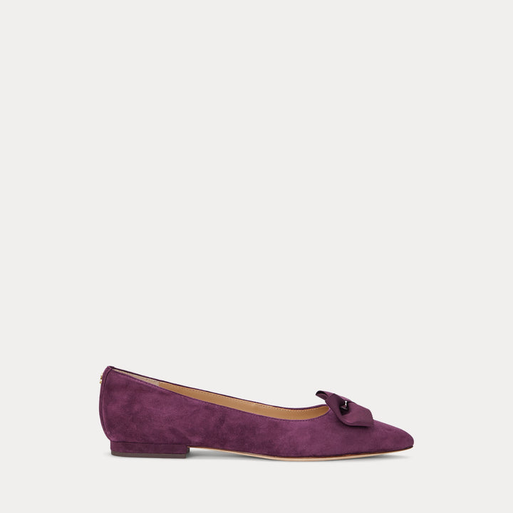 Ralph Lauren Londyn Bow-Trim Suede Ballet Flat