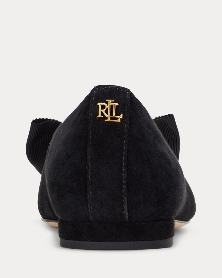 Ralph Lauren Londyn Bow-Trim Suede Ballet Flat