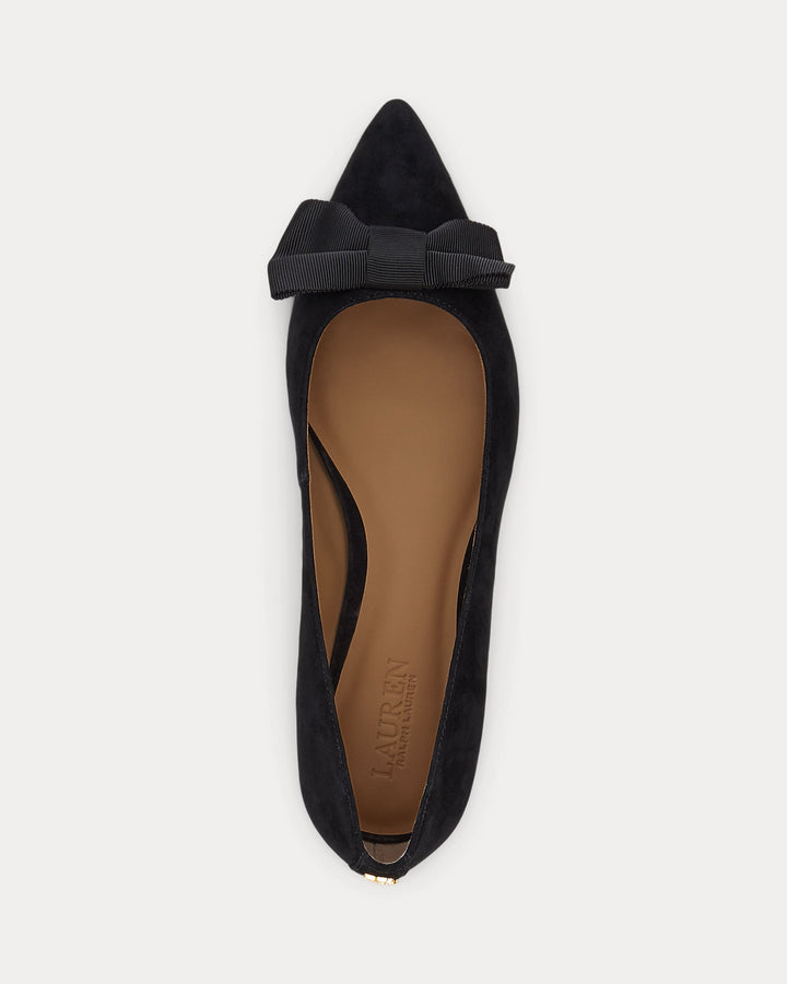 Ralph Lauren Londyn Bow-Trim Suede Ballet Flat