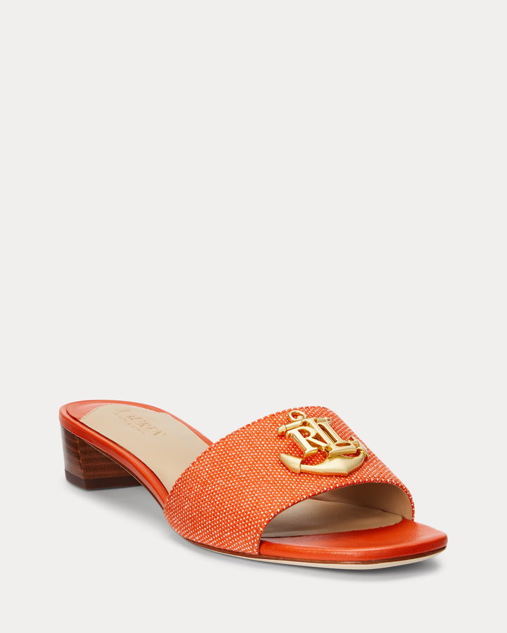Ralph Lauren Fay Anchor-Logo Cross-Dyed Canvas Sandal