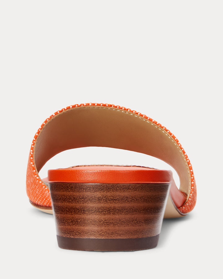 Ralph Lauren Fay Anchor-Logo Cross-Dyed Canvas Sandal