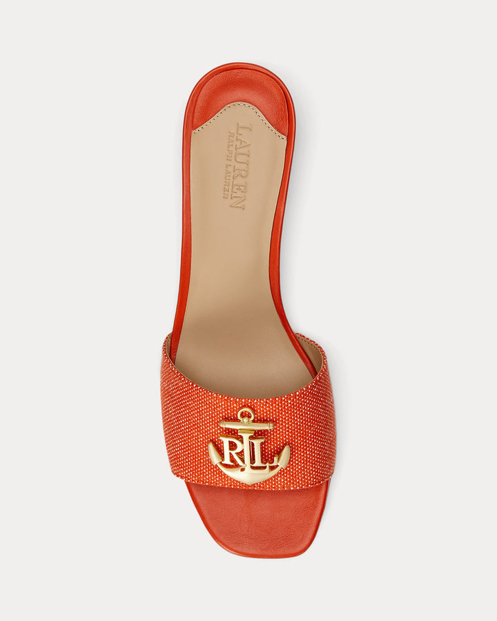 Ralph Lauren Fay Anchor-Logo Cross-Dyed Canvas Sandal