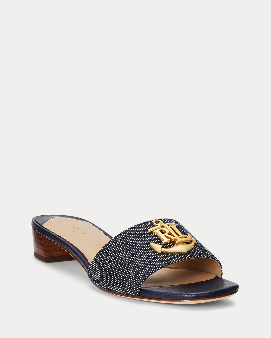 Ralph Lauren Fay Anchor-Logo Cross-Dyed Canvas Sandal