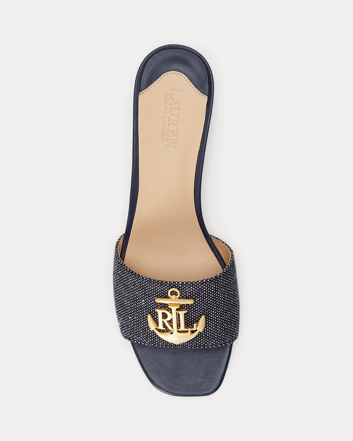 Ralph Lauren Fay Anchor-Logo Cross-Dyed Canvas Sandal