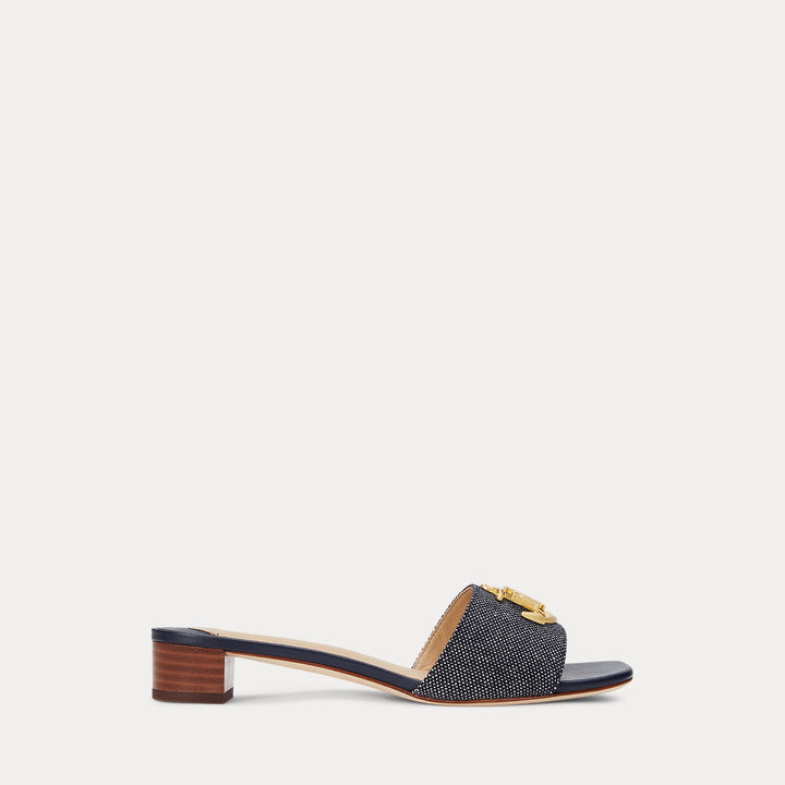 Ralph Lauren Fay Anchor-Logo Cross-Dyed Canvas Sandal