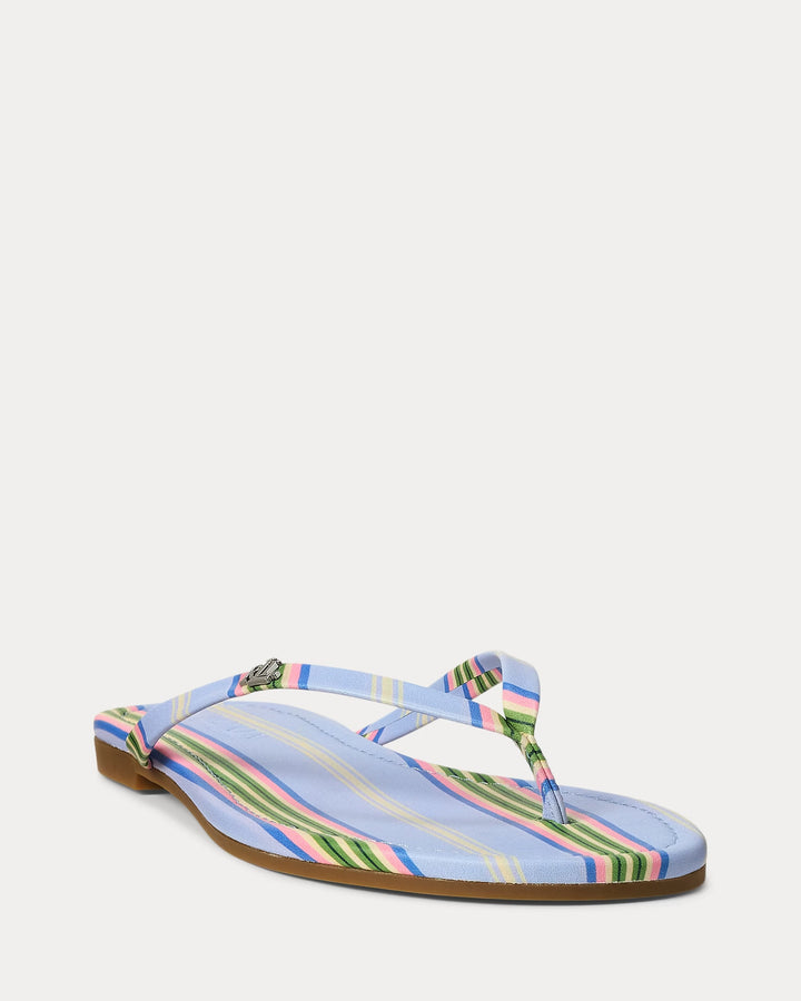 Ralph Lauren Raquel Striped Leather Flip-Flop