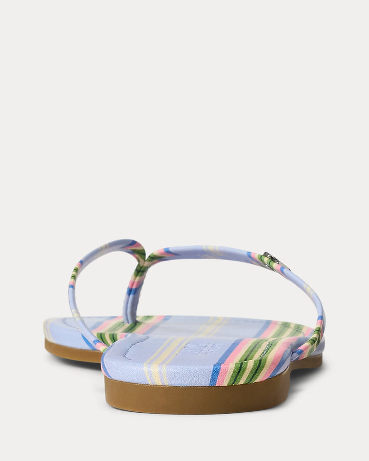 Ralph Lauren Raquel Striped Leather Flip-Flop