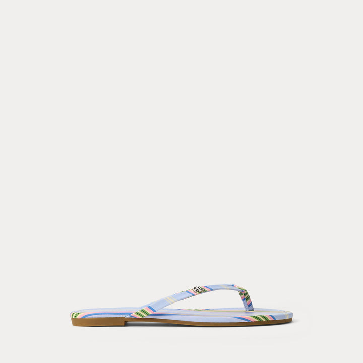Ralph Lauren Raquel Striped Leather Flip-Flop