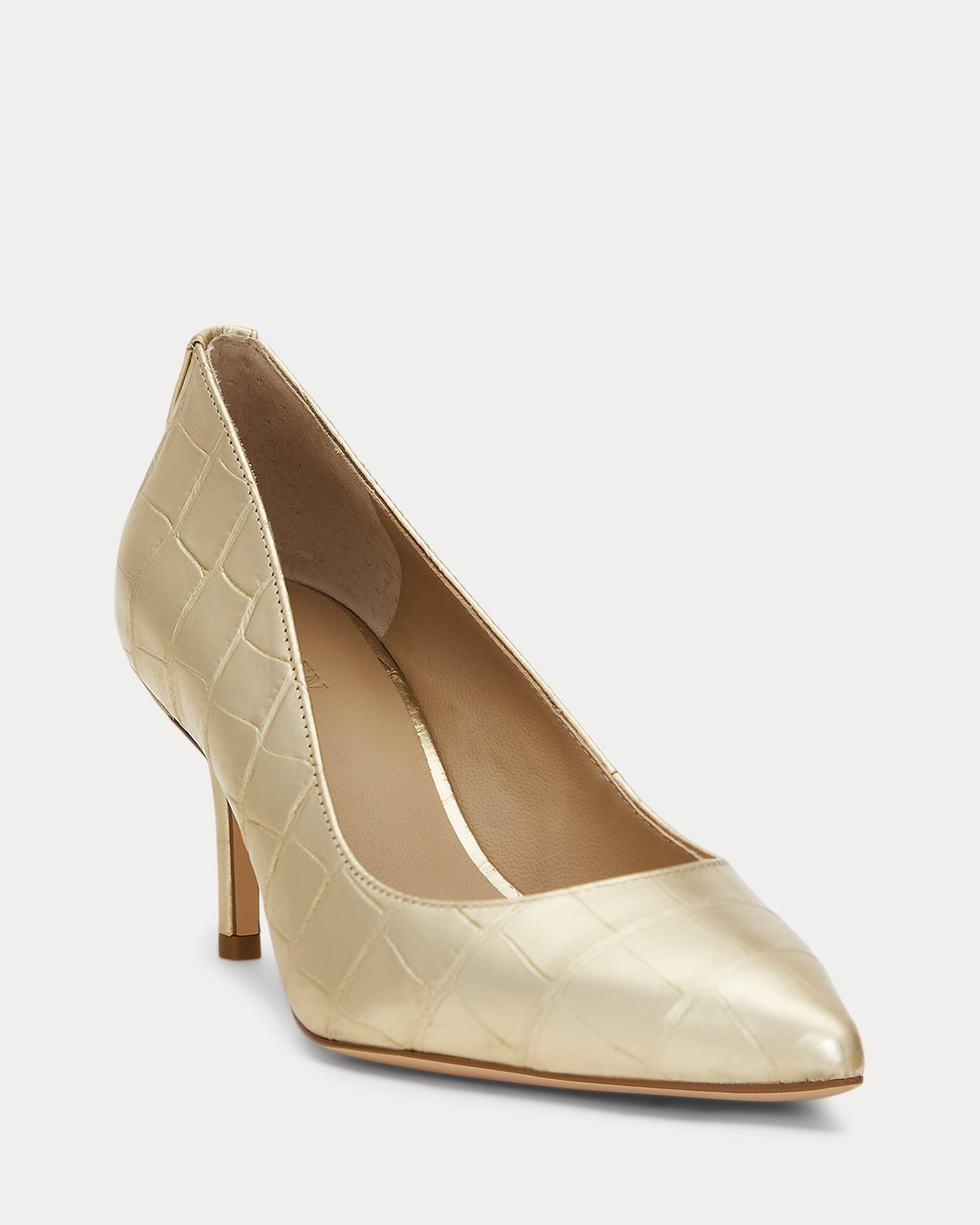 Ralph Lauren Lanette Metallic Embossed Leather Pump
