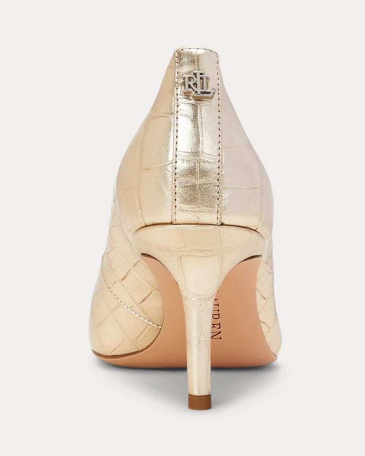 Ralph Lauren Lanette Metallic Embossed Leather Pump