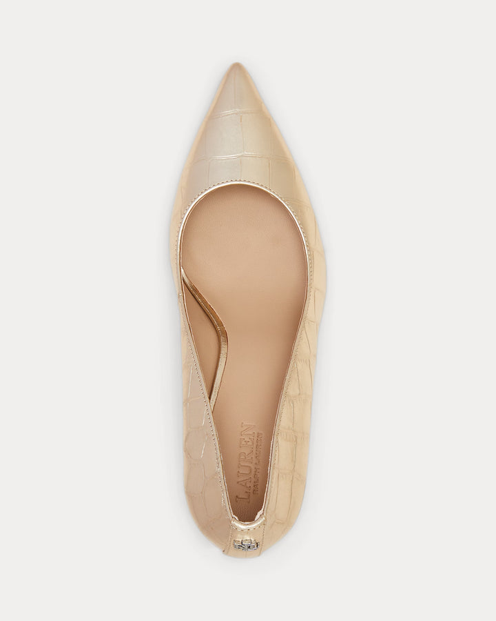 Ralph Lauren Lanette Metallic Embossed Leather Pump