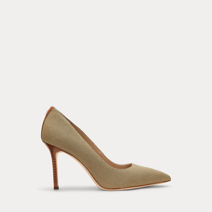 Ralph Lauren Lindella II Leather-Trim Canvas Pump