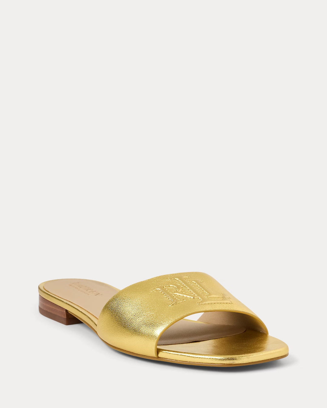 Ralph Lauren Everley Metallic Leather Slide Sandal