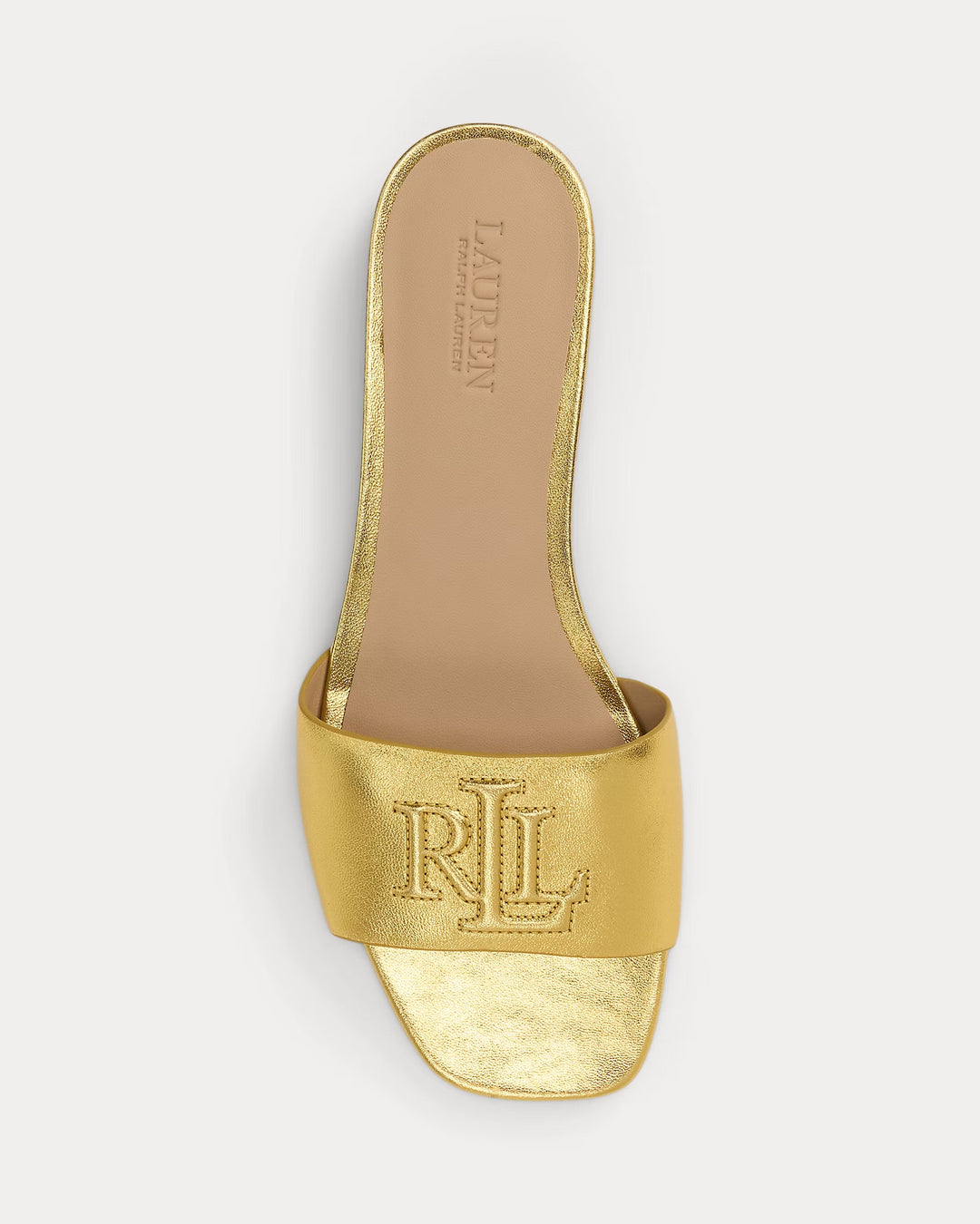 Ralph Lauren Everley Metallic Leather Slide Sandal