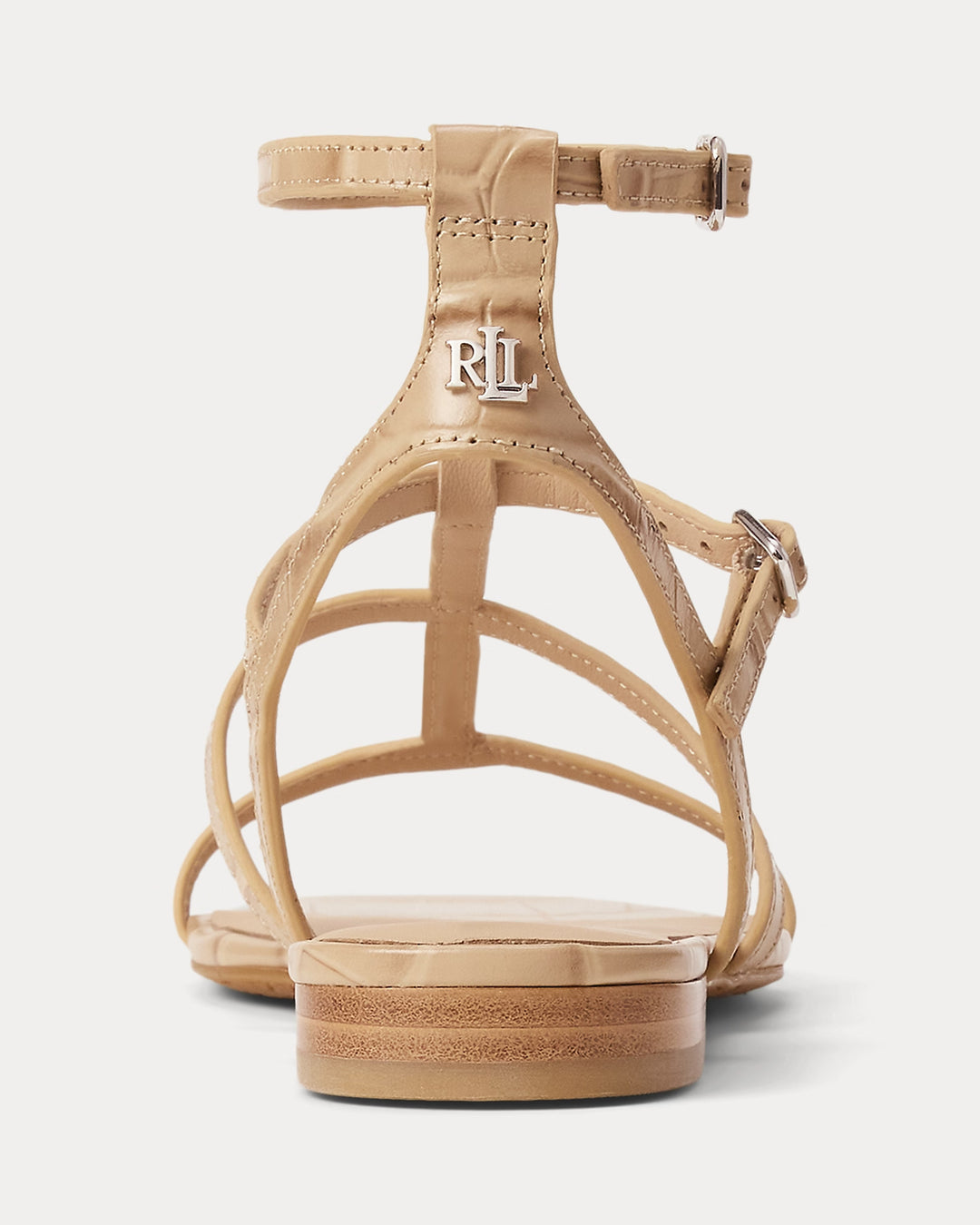 Ralph Lauren Everley Croc-Embossed Gladiator Sandal