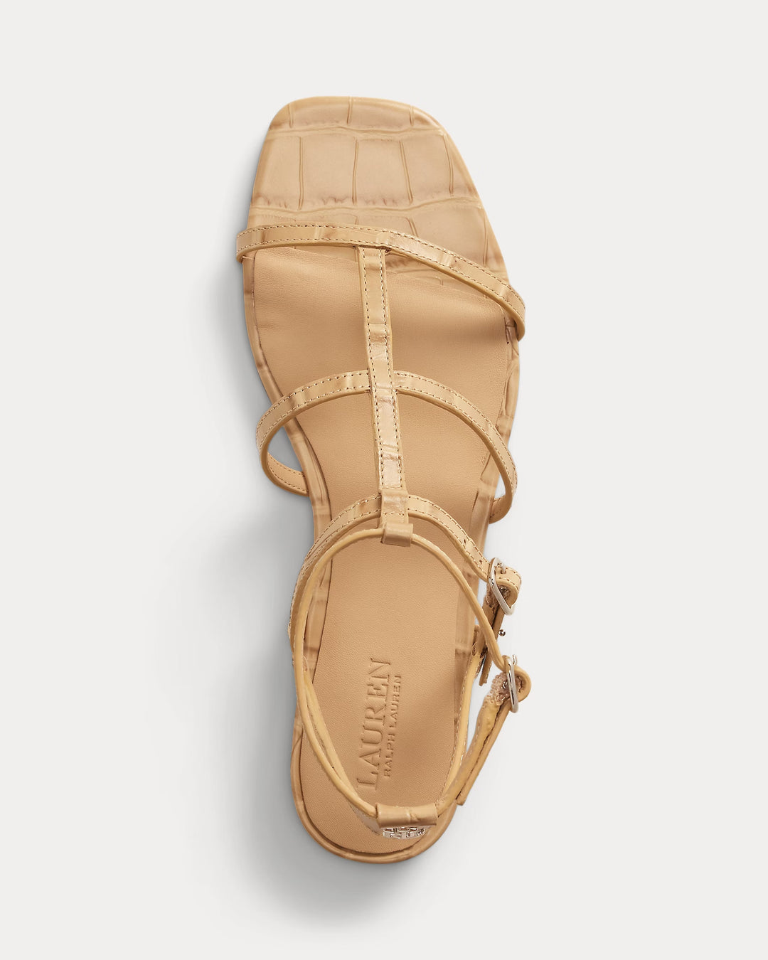 Ralph Lauren Everley Croc-Embossed Gladiator Sandal