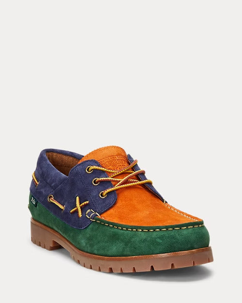 Ralph Lauren Ranger Color-Blocked Suede Boat Shoe