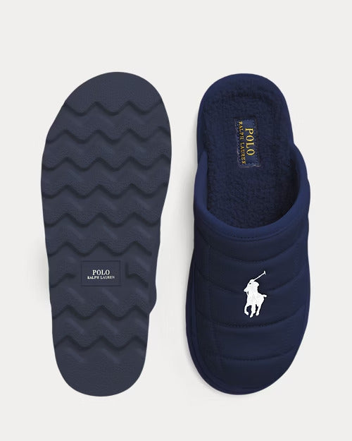 Ralph Lauren Reade Suede-Trim Quilted Scuff Slipper