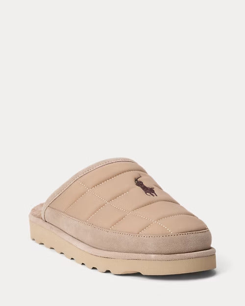Ralph Lauren Reade Suede-Trim Quilted Scuff Slipper