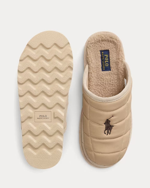 Ralph Lauren Reade Suede-Trim Quilted Scuff Slipper