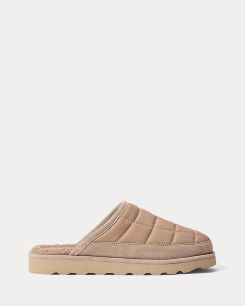 Ralph Lauren Reade Suede-Trim Quilted Scuff Slipper