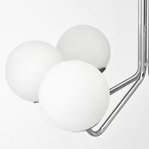 IKEA SIMRISHAMN Chandelier, 7-armed, chrome plated/opal glass, 28 "