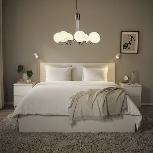 IKEA SIMRISHAMN Chandelier, 7-armed, chrome plated/opal glass, 28 "