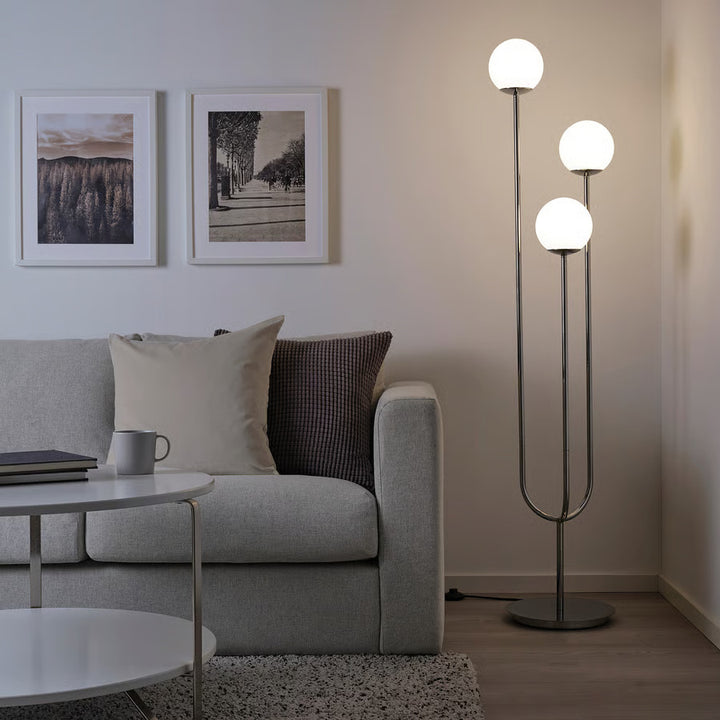 IKEA SIMRISHAMN Floor lamp, chrome plated/opal glass