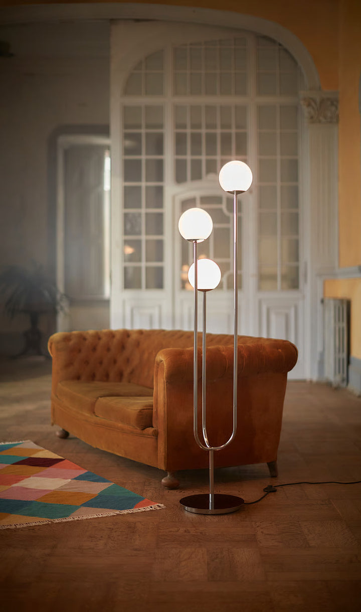 IKEA SIMRISHAMN Floor lamp, chrome plated/opal glass