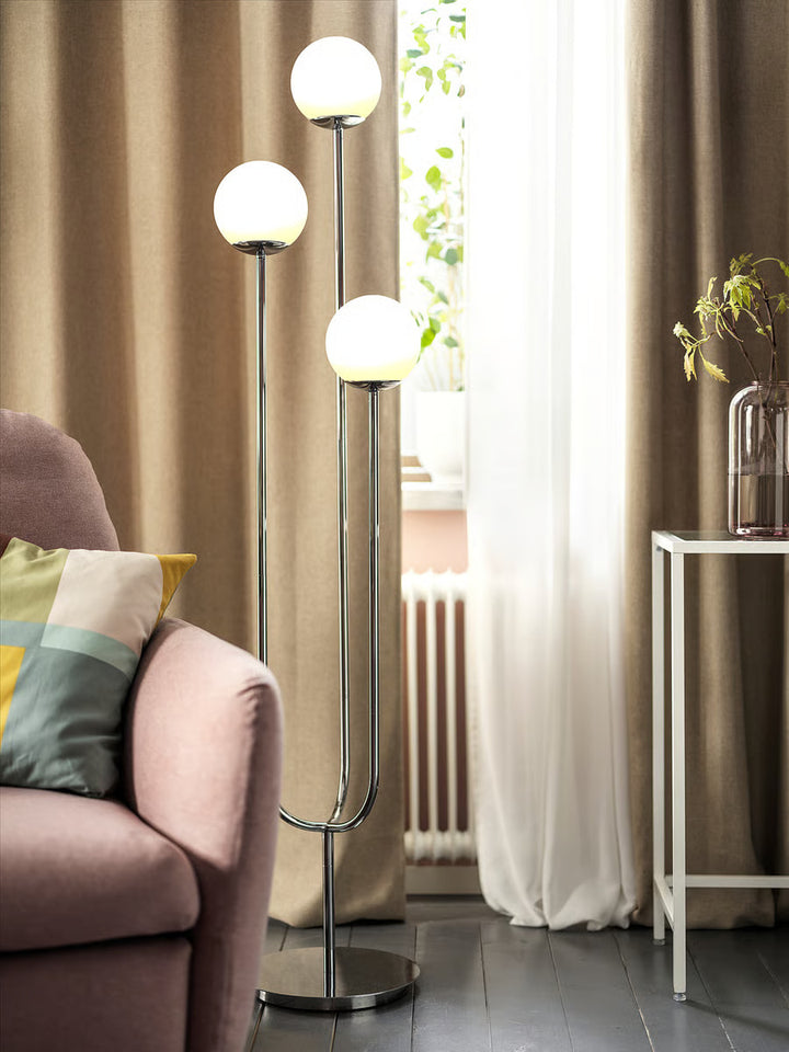 IKEA SIMRISHAMN Floor lamp, chrome plated/opal glass