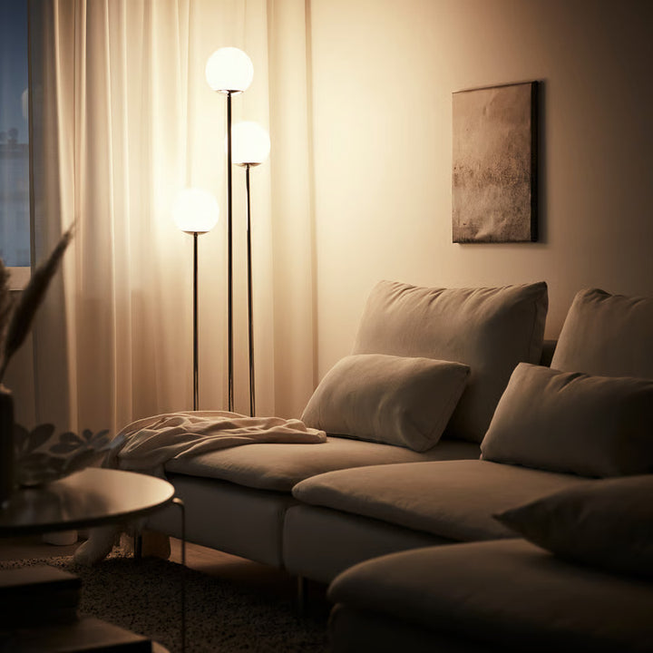 IKEA SIMRISHAMN Floor lamp, chrome plated/opal glass