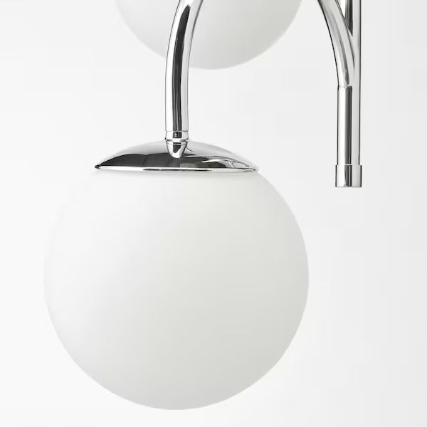 IKEA SIMRISHAMN Pendant lamp, 3-armed, chrome plated/opal glass, 22 "