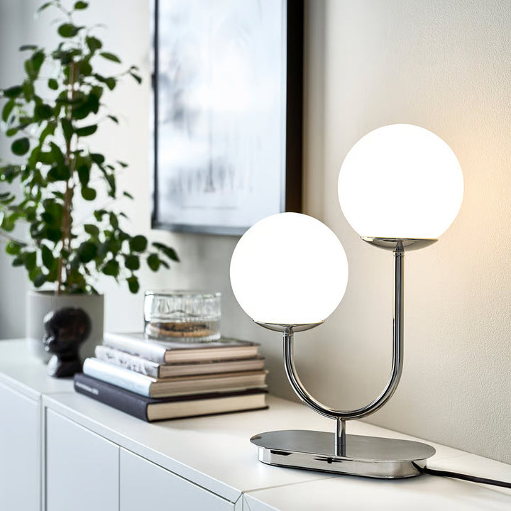 IKEA SIMRISHAMN Table lamp, chrome plated/opal glass, 17 "