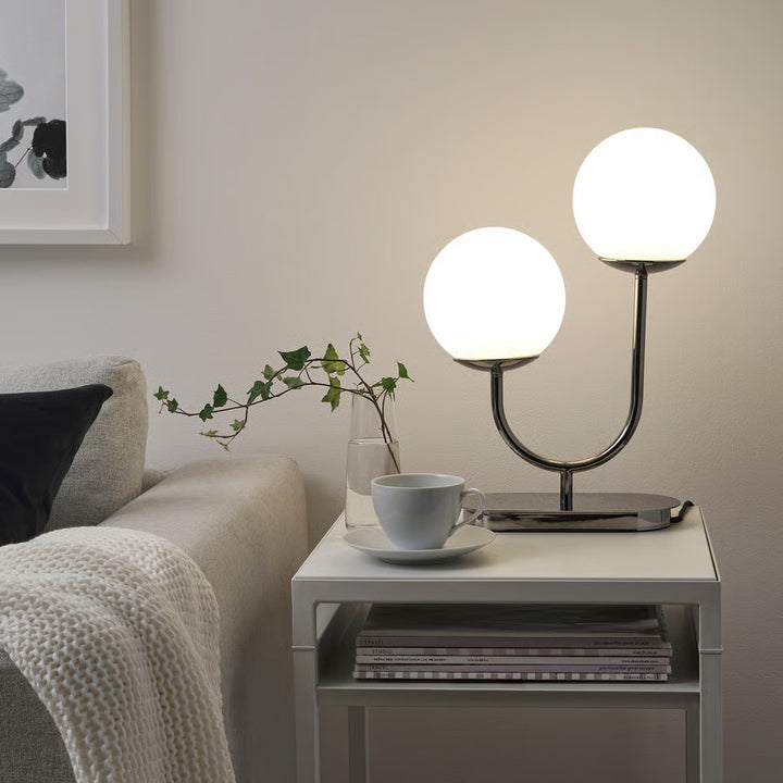 IKEA SIMRISHAMN Table lamp, chrome plated/opal glass, 17 "