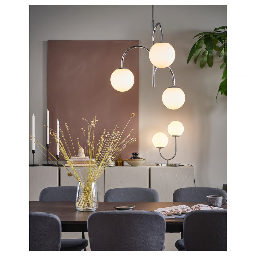 IKEA SIMRISHAMN Table lamp, chrome plated/opal glass, 17 "