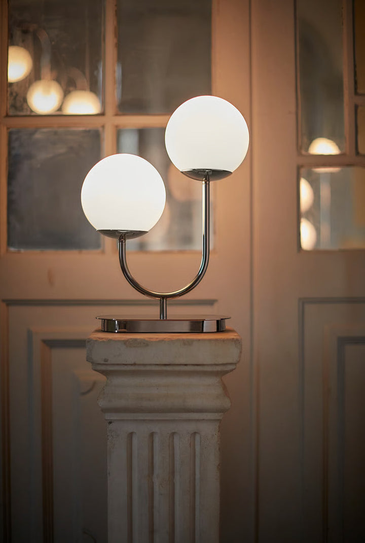 IKEA SIMRISHAMN Table lamp, chrome plated/opal glass, 17 "