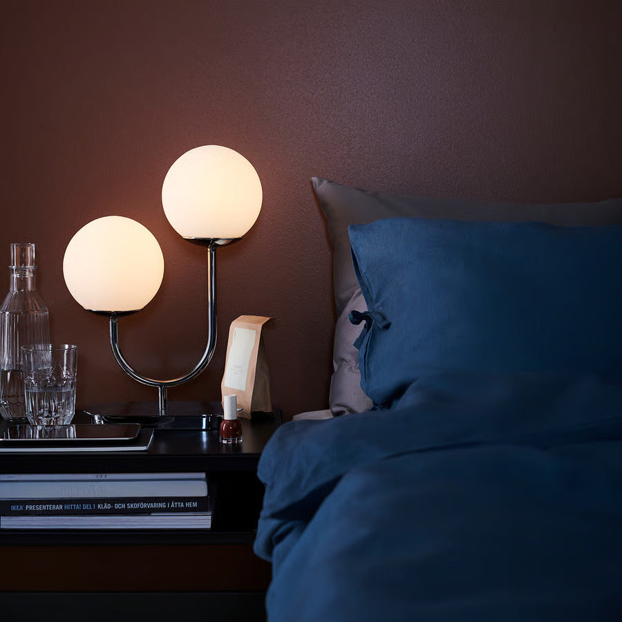 IKEA SIMRISHAMN Table lamp, chrome plated/opal glass, 17 "