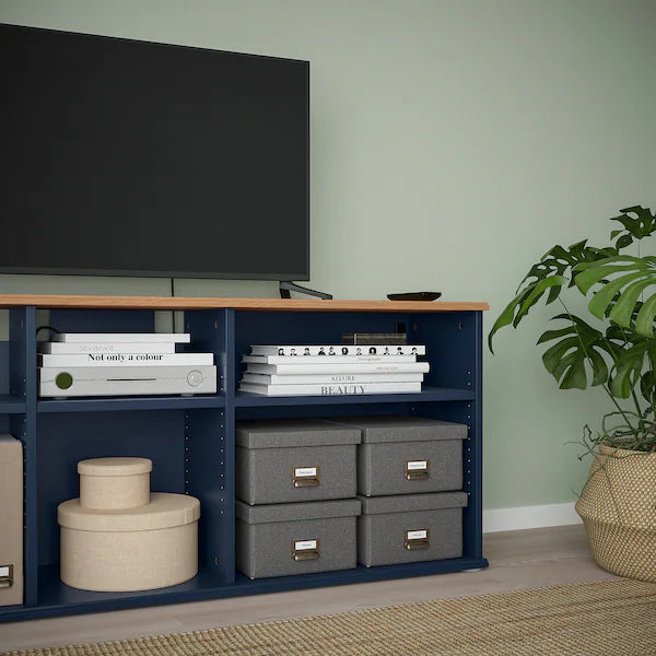 IKEA SKRUVBY TV storage combination, black-blue, 85x15x55 1/8 "