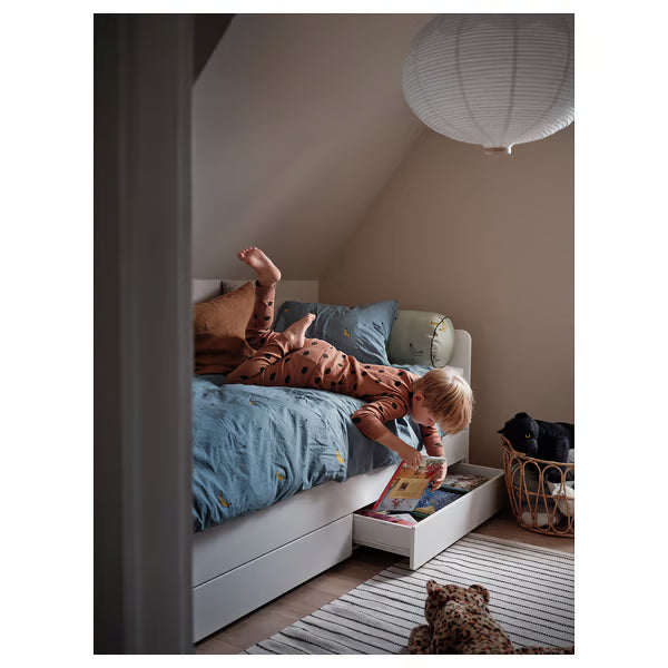 IKEA SLÄKT Bed frame w/pull-out bed + storage, white, Twin