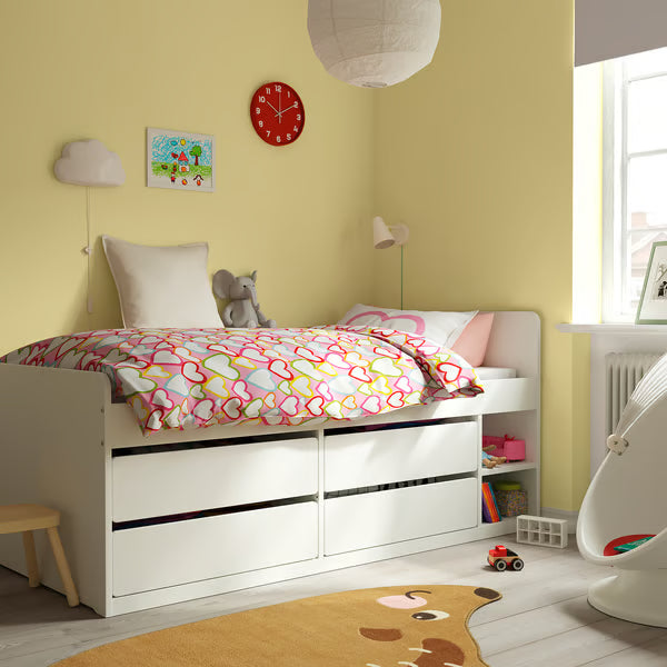IKEA SLÄKT Bed frame w/storage+slatted bedbase, white, Twin