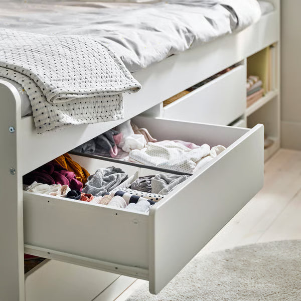 IKEA SLÄKT Bed frame w/storage+slatted bedbase, white, Twin