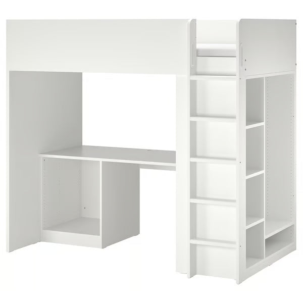 IKEA SMÅSTAD Loft bed frame, desk and storage, white, Twin