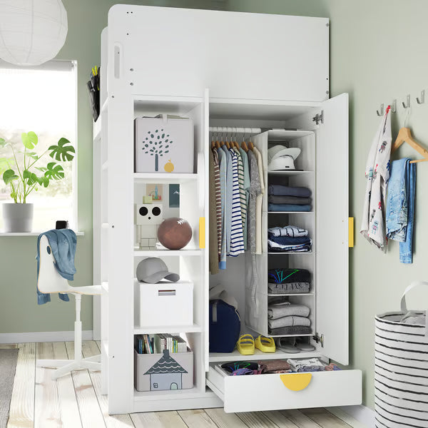IKEA SMÅSTAD Loft bed, white with frame/with desk with 3 drawers, Twin