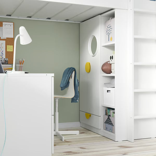 IKEA SMÅSTAD Loft bed, white with frame/with desk with 3 drawers, Twin